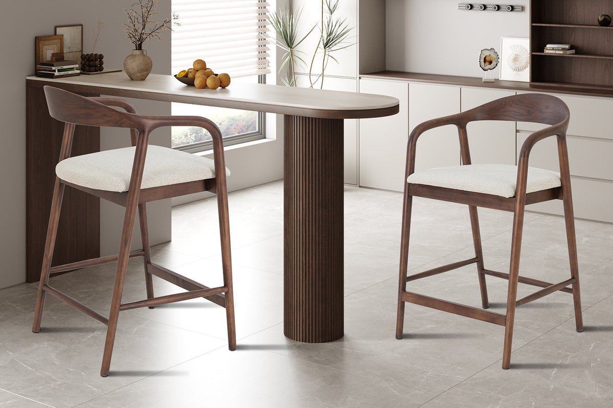 NEW - Counterstoel 'Claire' Essenh. Walnoot Milan 103 Beige Gemonteerd (1/doos)