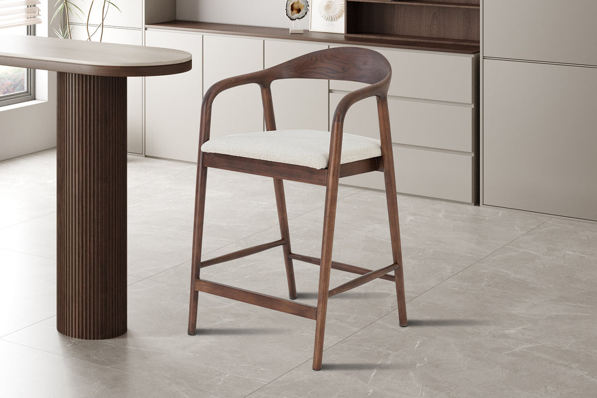 NEW - Counterstoel 'Claire' Essenh. Walnoot Milan 103 Beige Gemonteerd (1/doos) - foto 2