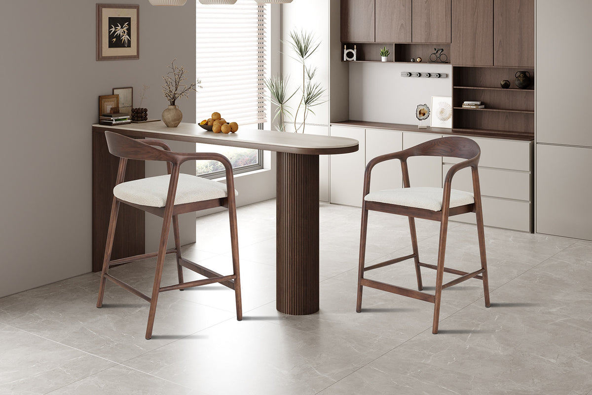 NEW - Counterstoel 'Claire' Essenh. Walnoot Milan 103 Beige Gemonteerd (1/doos) - foto 3