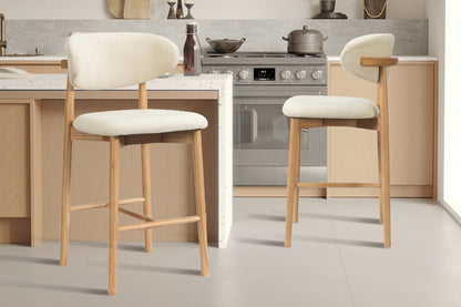 NEW - Counterstoel 'Clara' Essenhout Naturel - Ote Milan 103 Beige (1/doos)