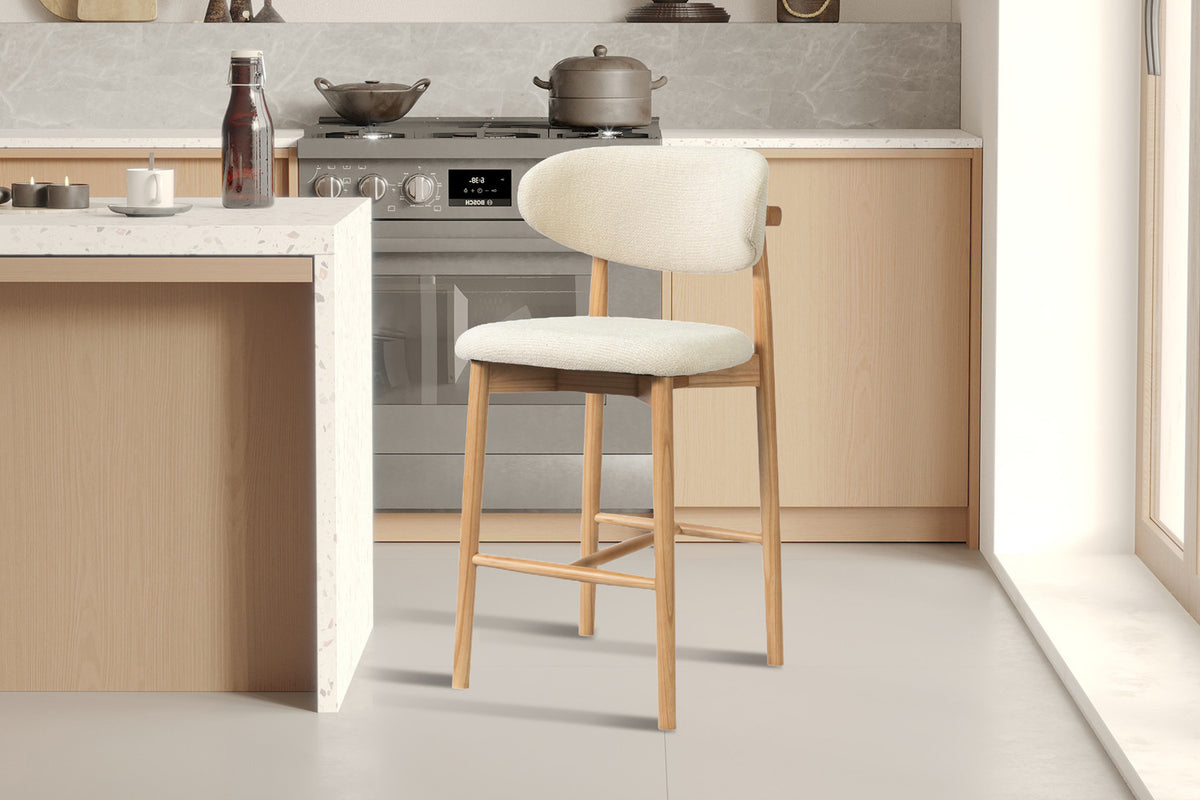 NEW - Counterstoel 'Clara' Essenhout Naturel - Ote Milan 103 Beige (1/doos) - foto 2