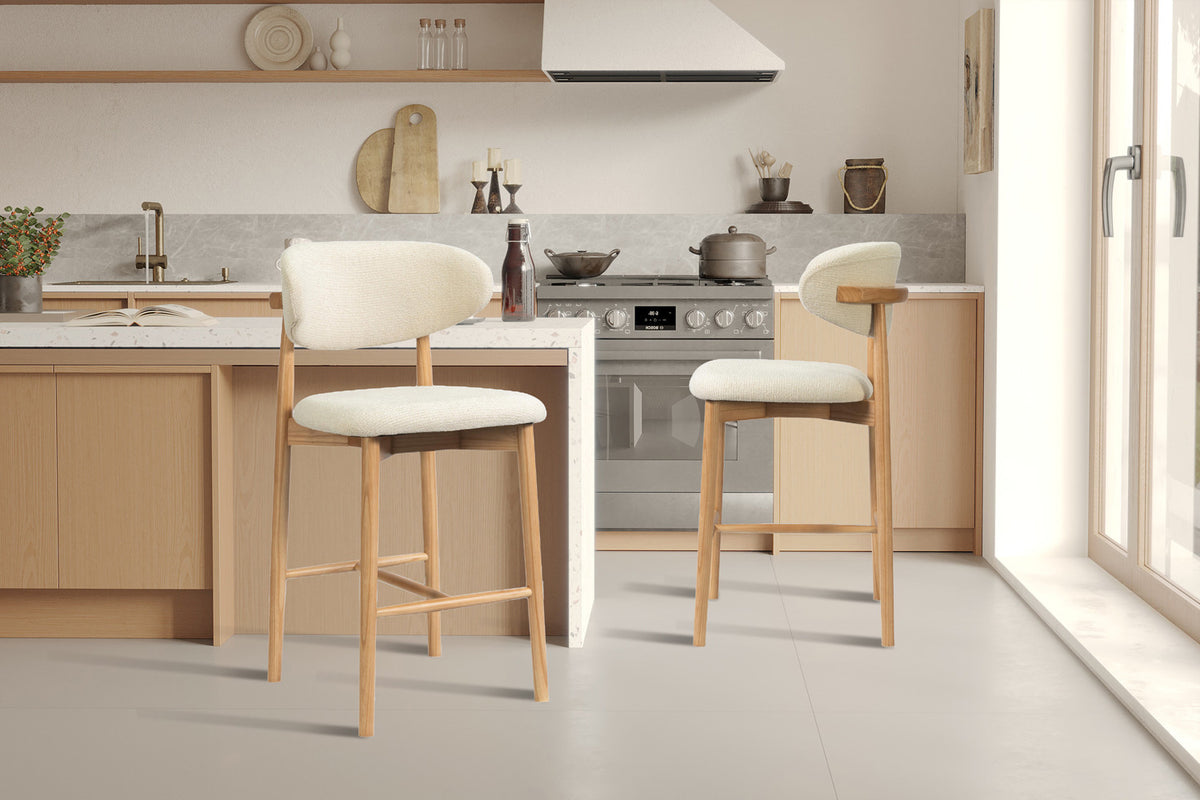 NEW - Counterstoel 'Clara' Essenhout Naturel - Ote Milan 103 Beige (1/doos) - foto 3
