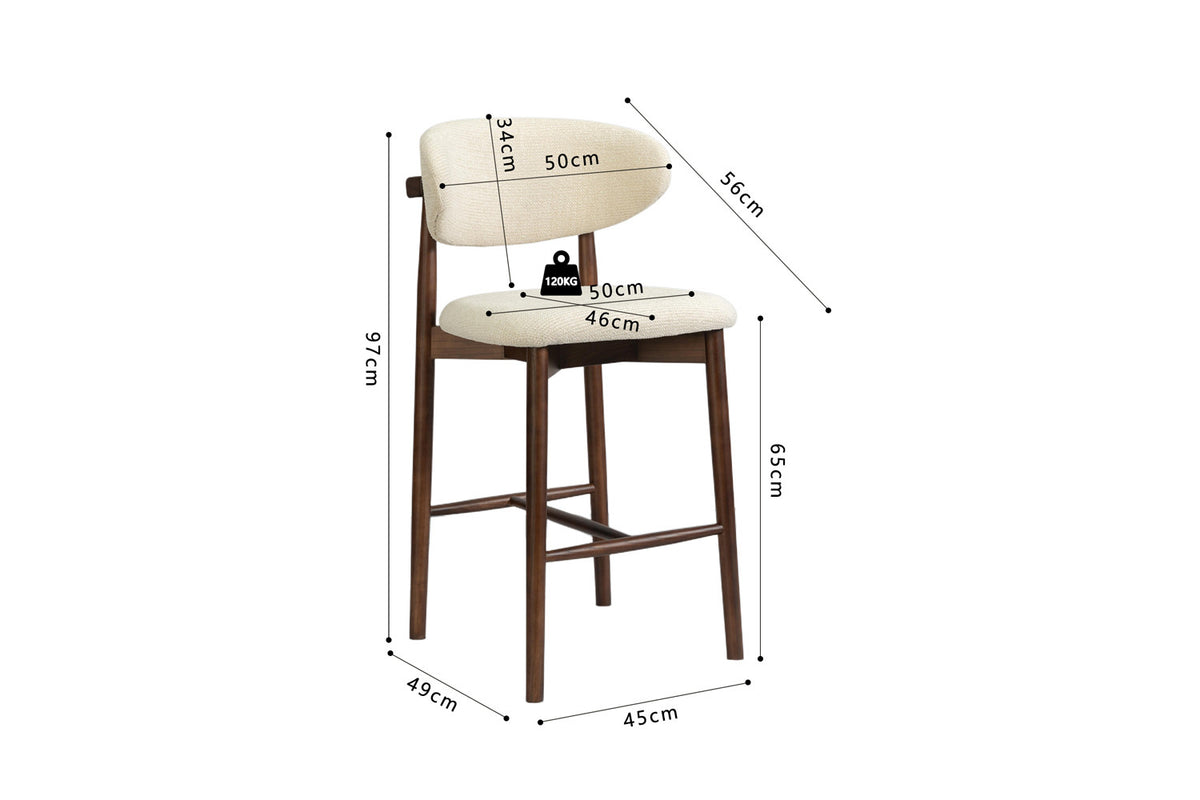NEW - Counterstoel 'Clara' Essenhout Walnoot - Ote Milan 103 Beige (1/doos) - foto 13