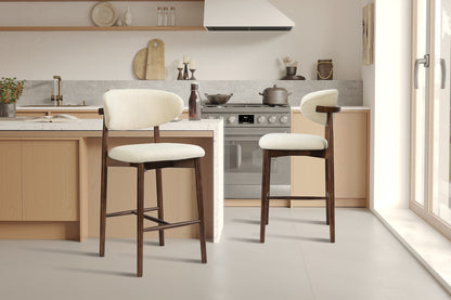 NEW - Counterstoel 'Clara' Essenhout Walnoot - Ote Milan 103 Beige (1/doos) - foto 3