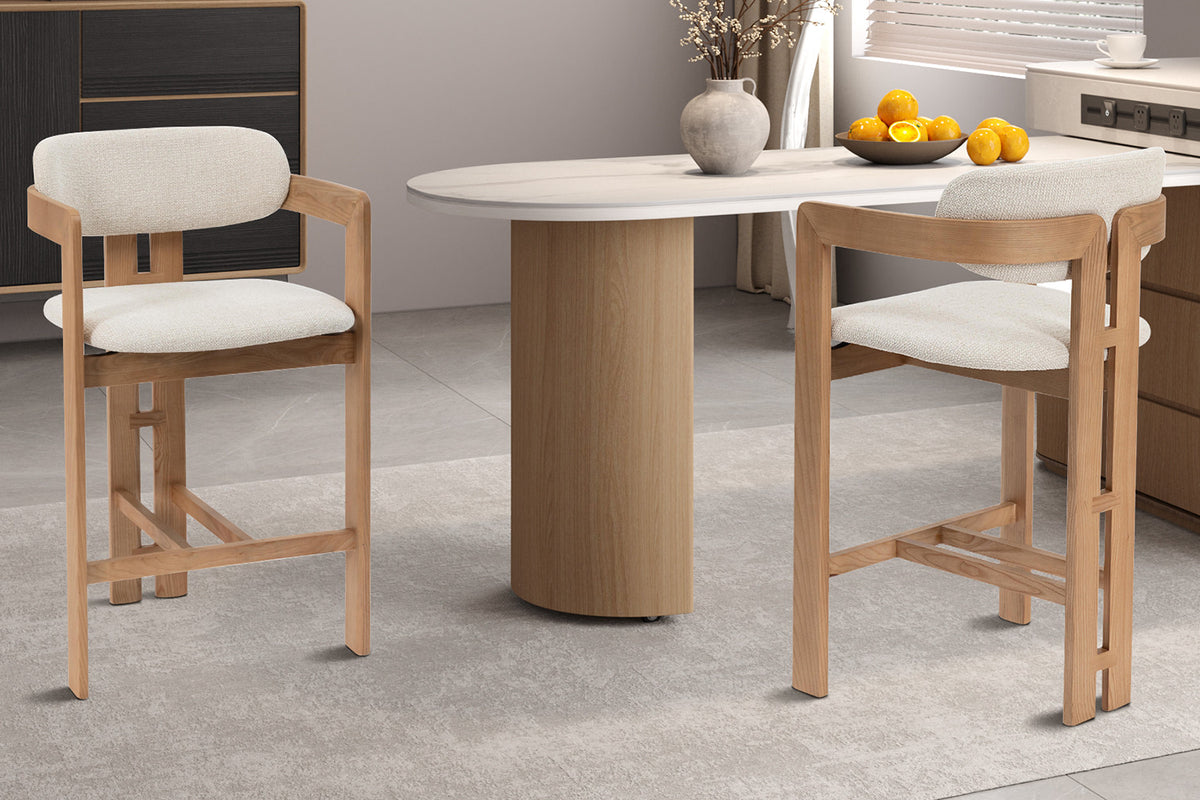 NEW - Counterstoel 'Camille' Essenhout Naturel Ote Milan 103 Beige (1/doos)