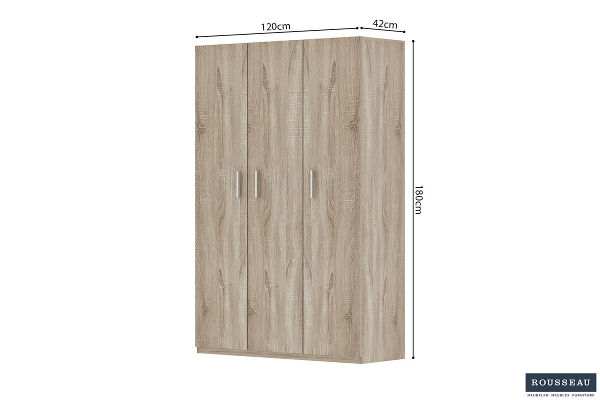 Opbergkast 'Mike' 120 cm 3 deuren Sonoma (3c) - foto 6