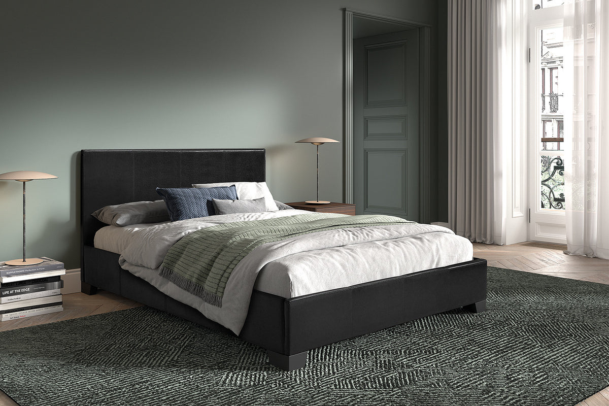 Bed 'Roma' 140x200 met lattenbodem PU Zwart (2c) - foto 2