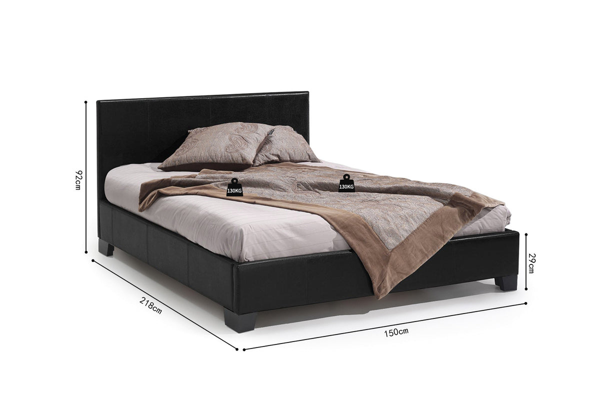 Bed 'Roma' 140x200 met lattenbodem PU Zwart (2c) - foto 7