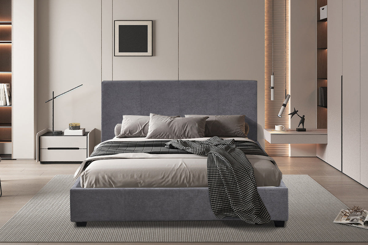 Bed 'Roma' 140x200 met lattenbodem Stof Grijs (2c)