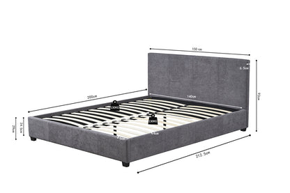 Bed 'Roma' 140x200 met lattenbodem Stof Grijs (2c) - foto 7