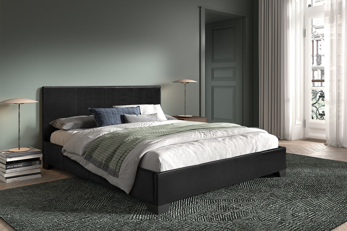 Bed 'Roma' 160x200 met lattenbodem PU Zwart (2c) - foto 2