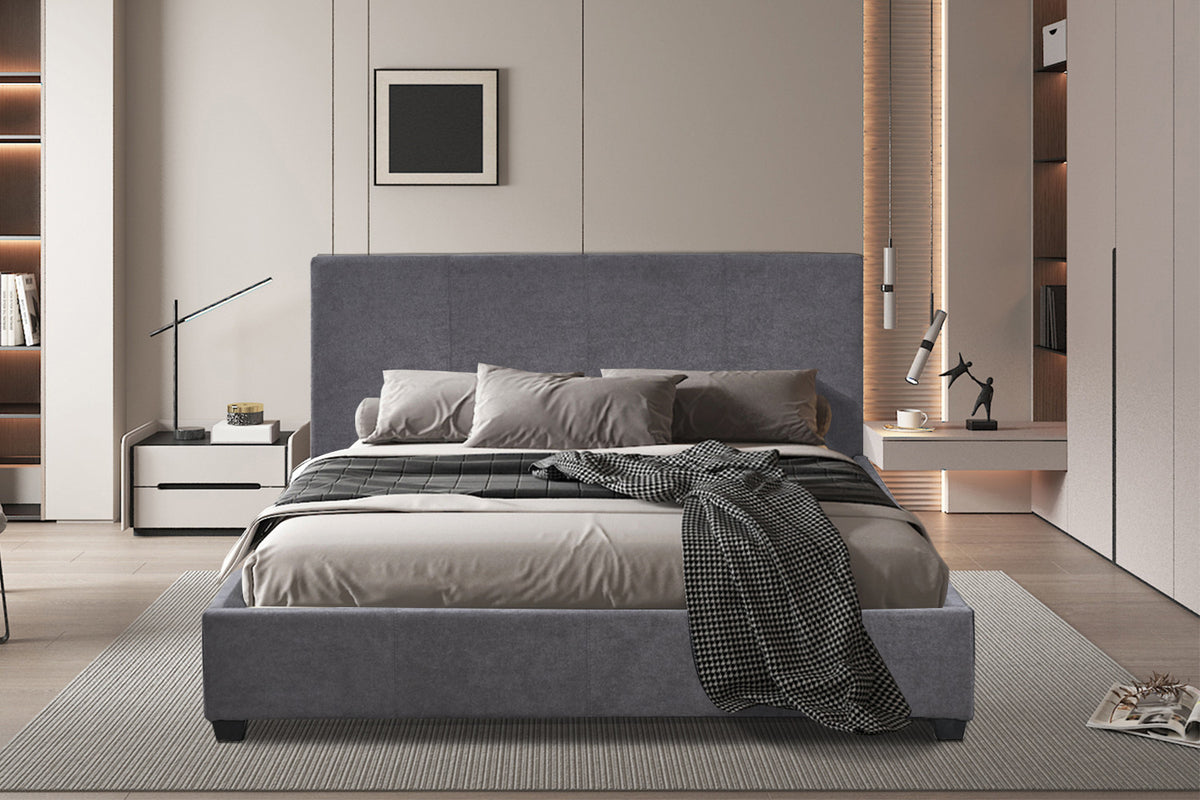 Bed 'Roma' 160x200 met lattenbodem Stof Grijs (2c)