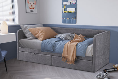 Bed 'Parma' 90x200 met lattenbodem Stof Grijs (2c)