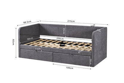 Bed 'Parma' 90x200 met lattenbodem Stof Grijs (2c) - foto 7