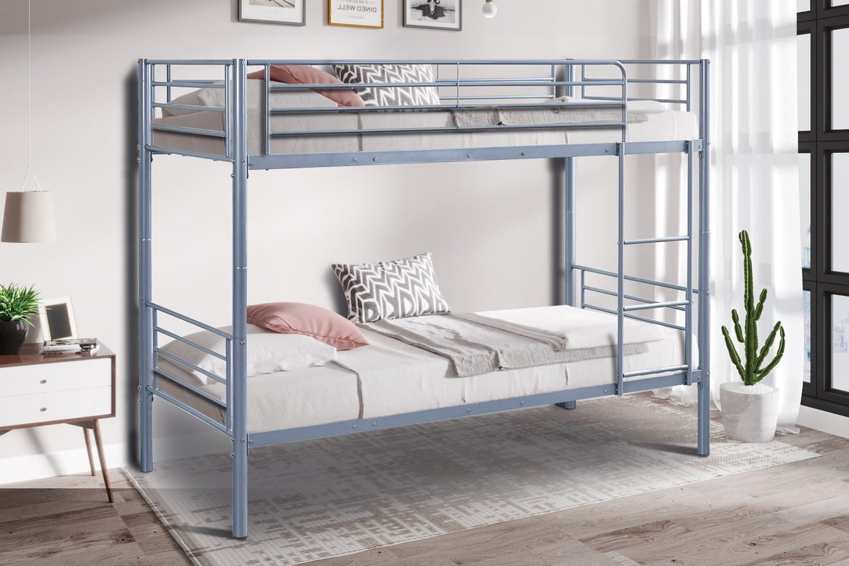 Stapelbed 'Sammy' 90x200 Splitsbaar Metaal Lichtgrijs (2c)