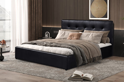 Bed met koffer 'Porto' 160x200 met lattenbodem PU Zwart (2c)