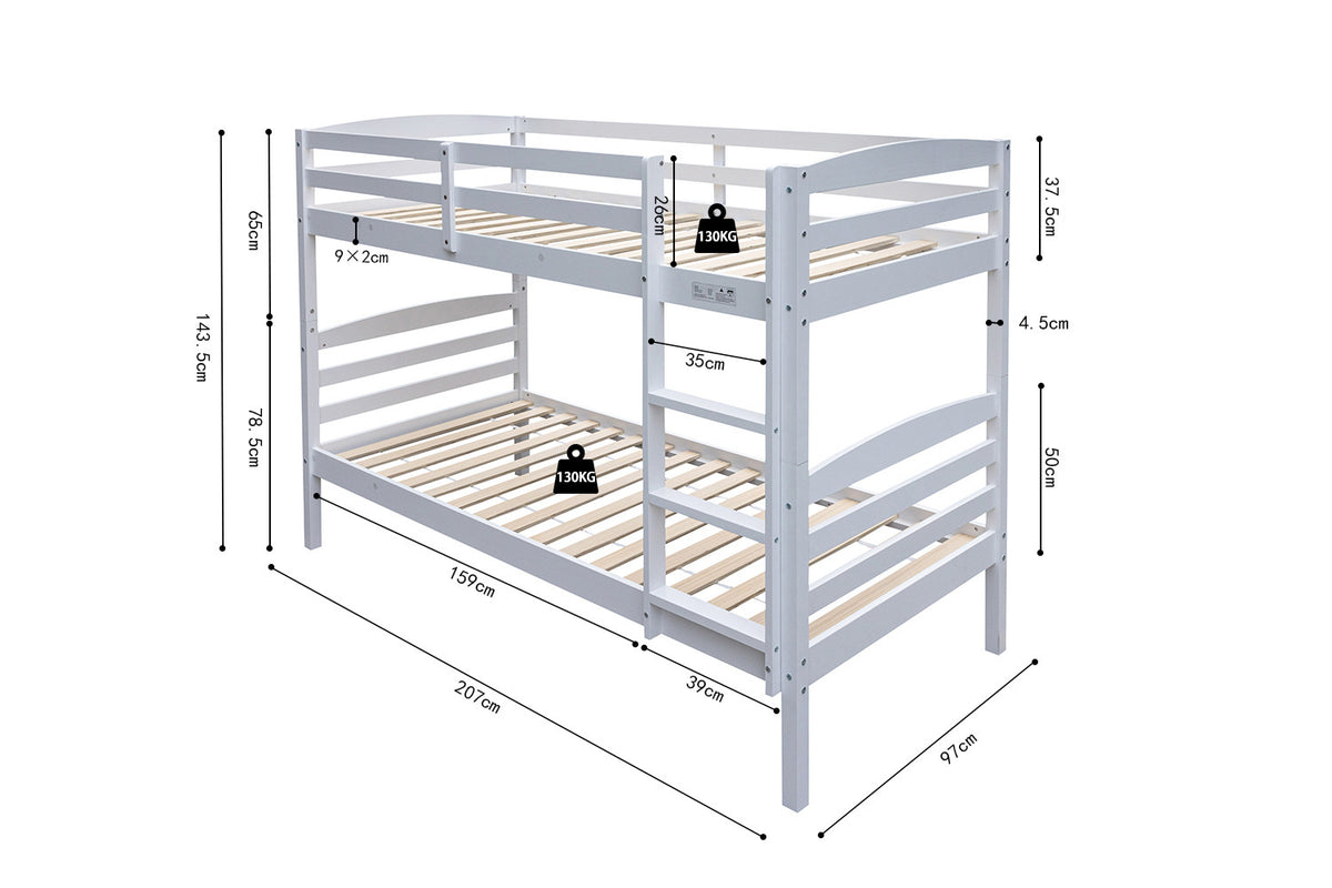 Stapelbed 'Roy' 90x200 Splitsbaar Wit (2c) - foto 7