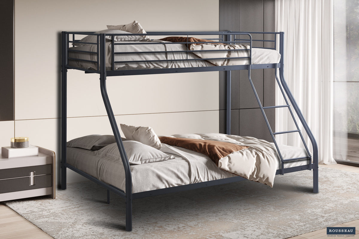 Stapelbed 'Trio' metaal 140/90x200 Donkergrijs (2c)