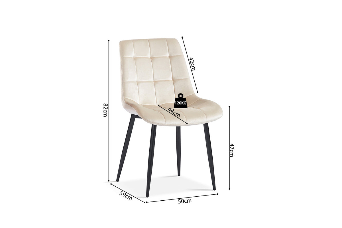 SALE - Stoel 'Juta' Fluweel Beige (2/doos) - foto 5