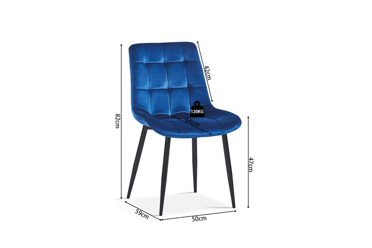 SALE - Stoel 'Juta' Fluweel Blauw (2/doos) - foto 5