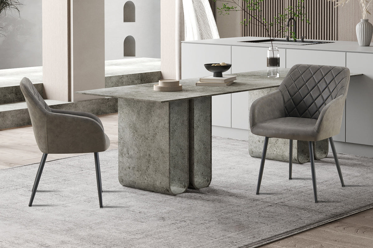 Stoel 'Peron' Micro fiber PU Grijs (2/doos)