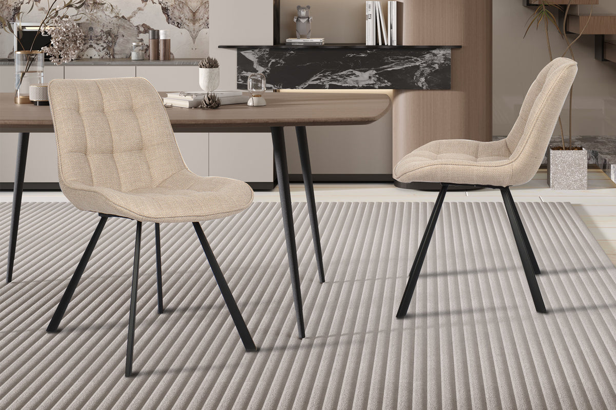 SALE - Stoel 'Ariba' Stof Ote Montego 178 Beige/Lichtgrijs (2/doos)