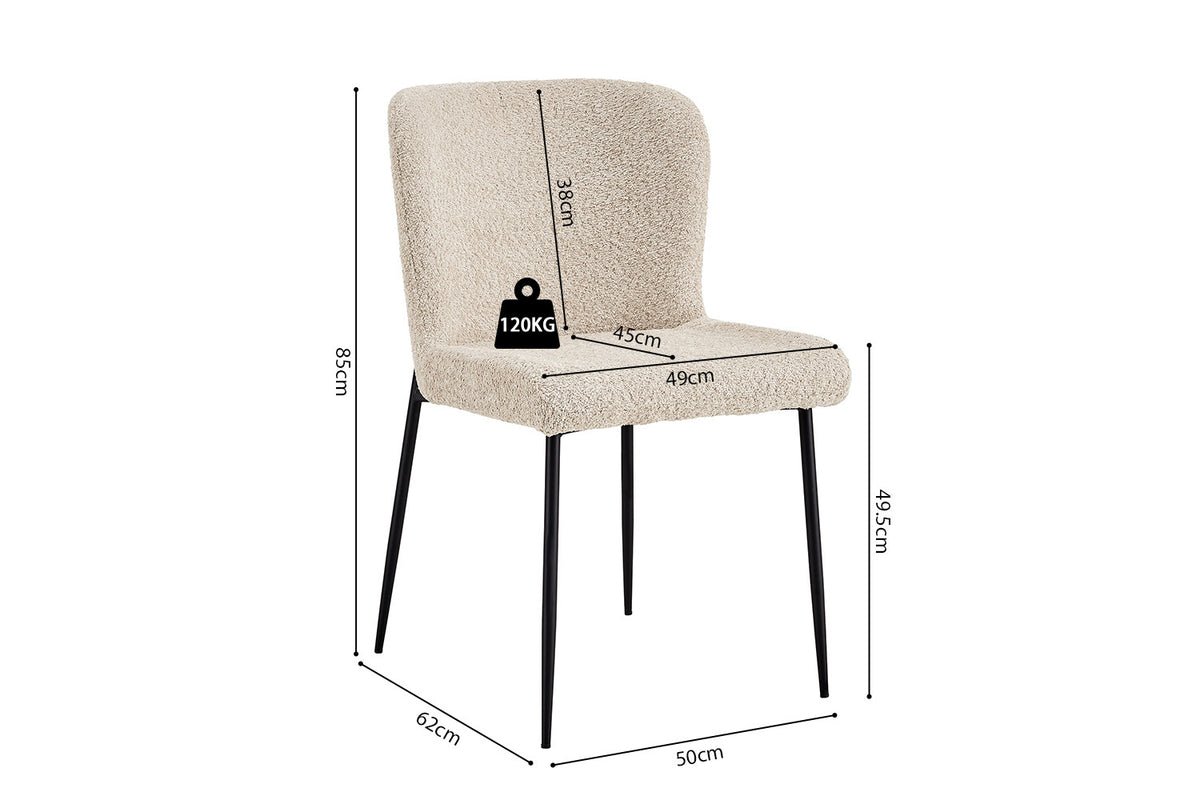 Stoel 'Lisa' Bouclé Beige (2/doos) - foto 10