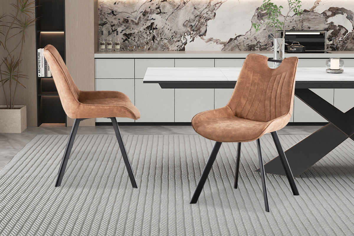 Stoel 'Pablo' Micro fiber PU Donkerbruin (2/doos)