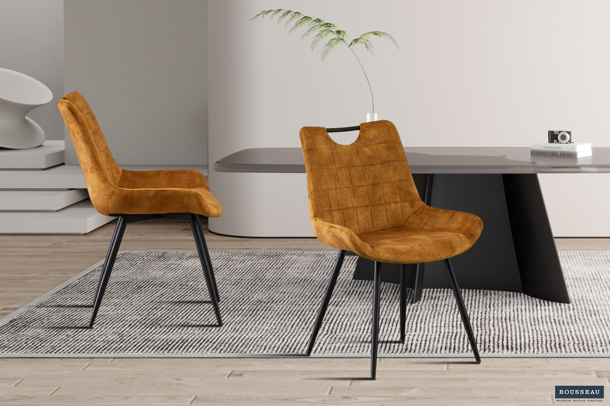 SALE - Stoel 'Nina' Fluweel Goud (2/doos)