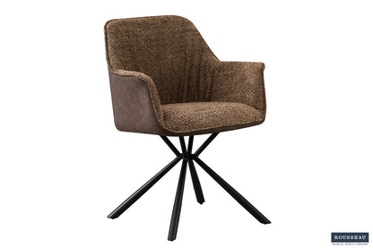 SALE - Stoel 'Lucie' Bouclé Zand Rug PU Bruin (2/doos) - foto 4
