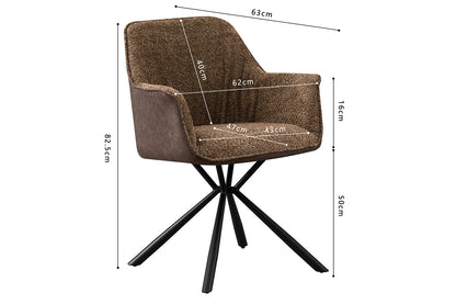 SALE - Stoel 'Lucie' Bouclé Zand Rug PU Bruin (2/doos) - foto 9
