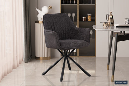 SALE - Stoel 'Lucie' Bouclé Grijs Rug PU Lichtgrijs (2/doos) - foto 2