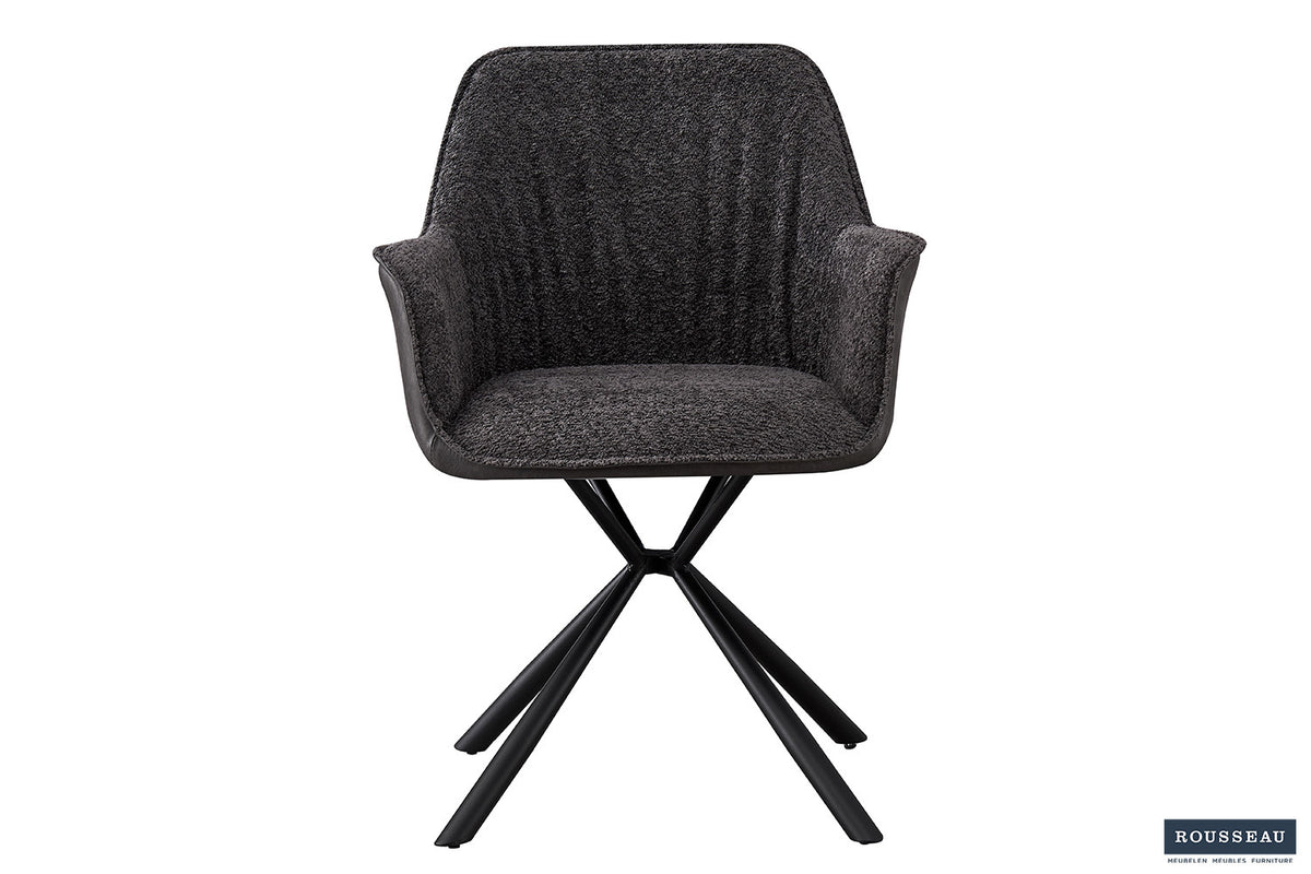 SALE - Stoel 'Lucie' Bouclé Grijs Rug PU Lichtgrijs (2/doos) - foto 3