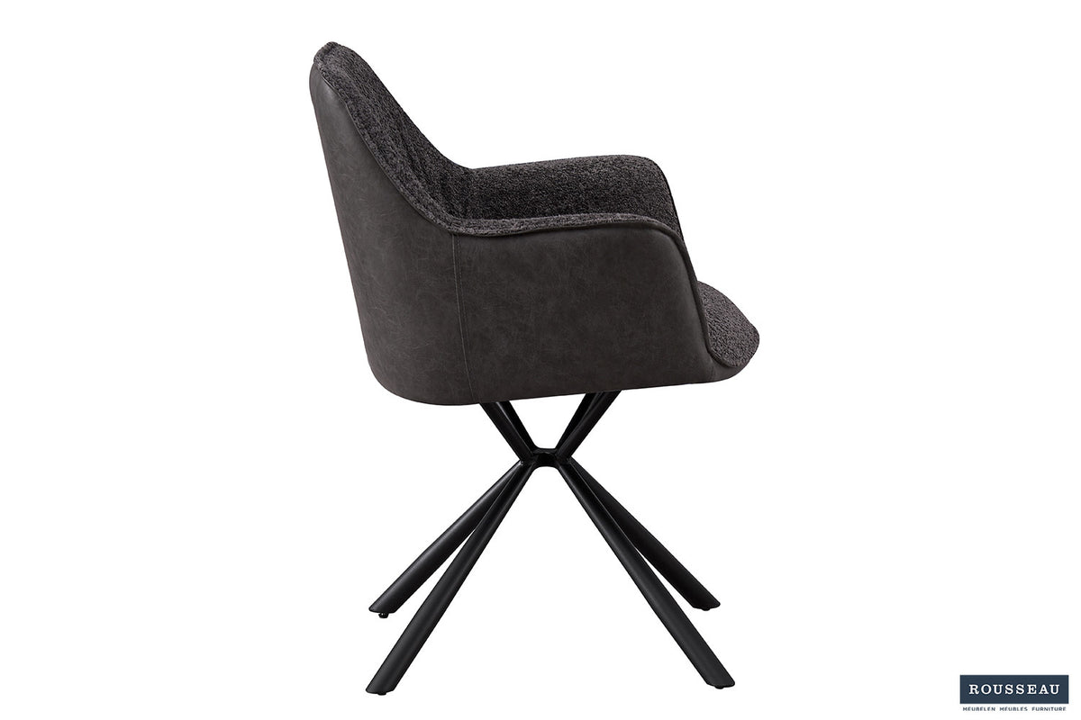 SALE - Stoel 'Lucie' Bouclé Grijs Rug PU Lichtgrijs (2/doos) - foto 5