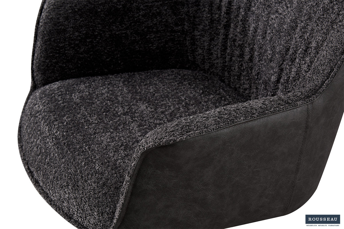 SALE - Stoel 'Lucie' Bouclé Grijs Rug PU Lichtgrijs (2/doos) - foto 7