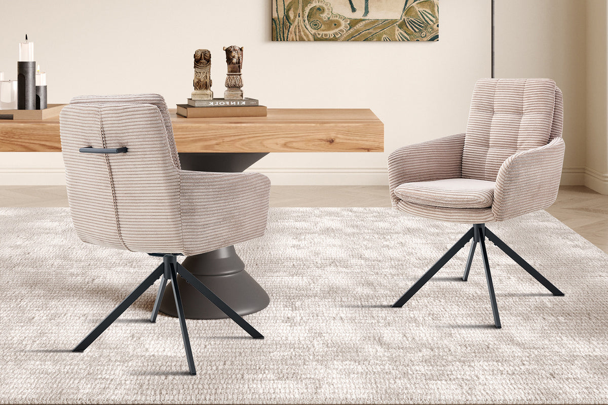 SALE - Stoel 'Luna' Draaibaar tot 0 Corduroy Fabb Hyper 38 Zand (2/doos)
