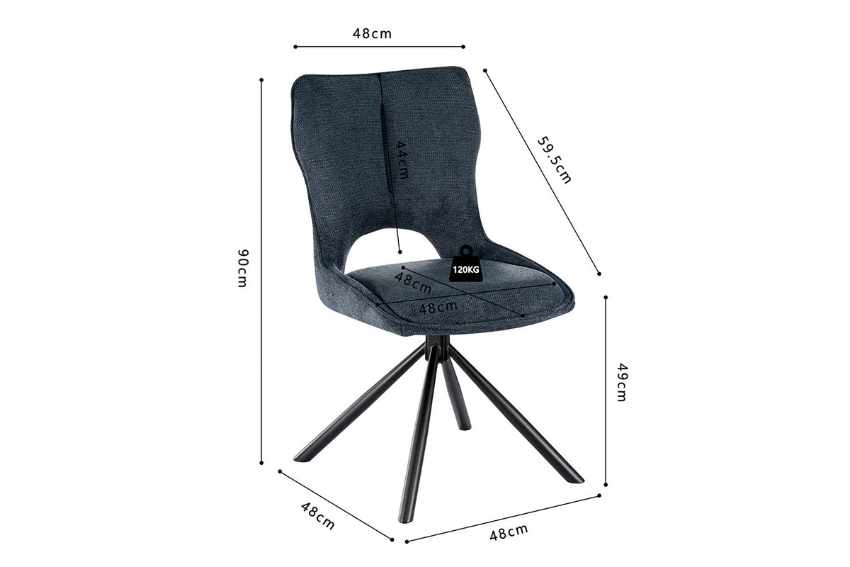 NEW - Stoel 'Mori' Draaibaar tot 0 Stof Ote Share 315 Blauw (2/doos) - foto 11