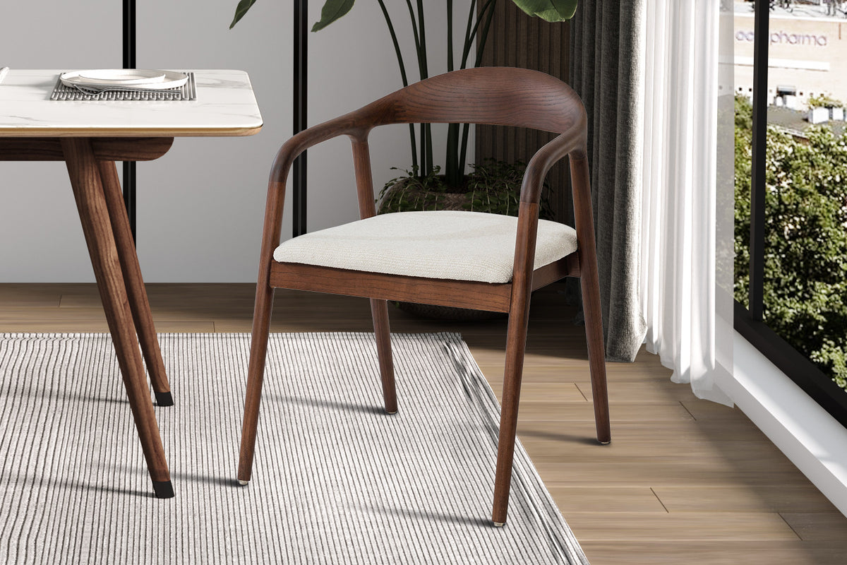 NEW - Stoel 'Claire' Essenhout Walnoot Ote Milan 103 Beige Gemonteerd (2/doos) - foto 2