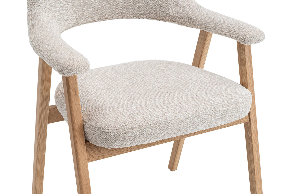 NEW - Stoel 'Coralie' Massieve Eik Stof Ote Milan 103 Beige (2/doos) - foto 11