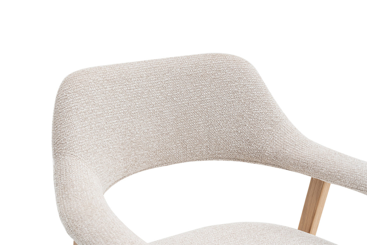 NEW - Stoel 'Coralie' Massieve Eik Stof Ote Milan 103 Beige (2/doos) - foto 12