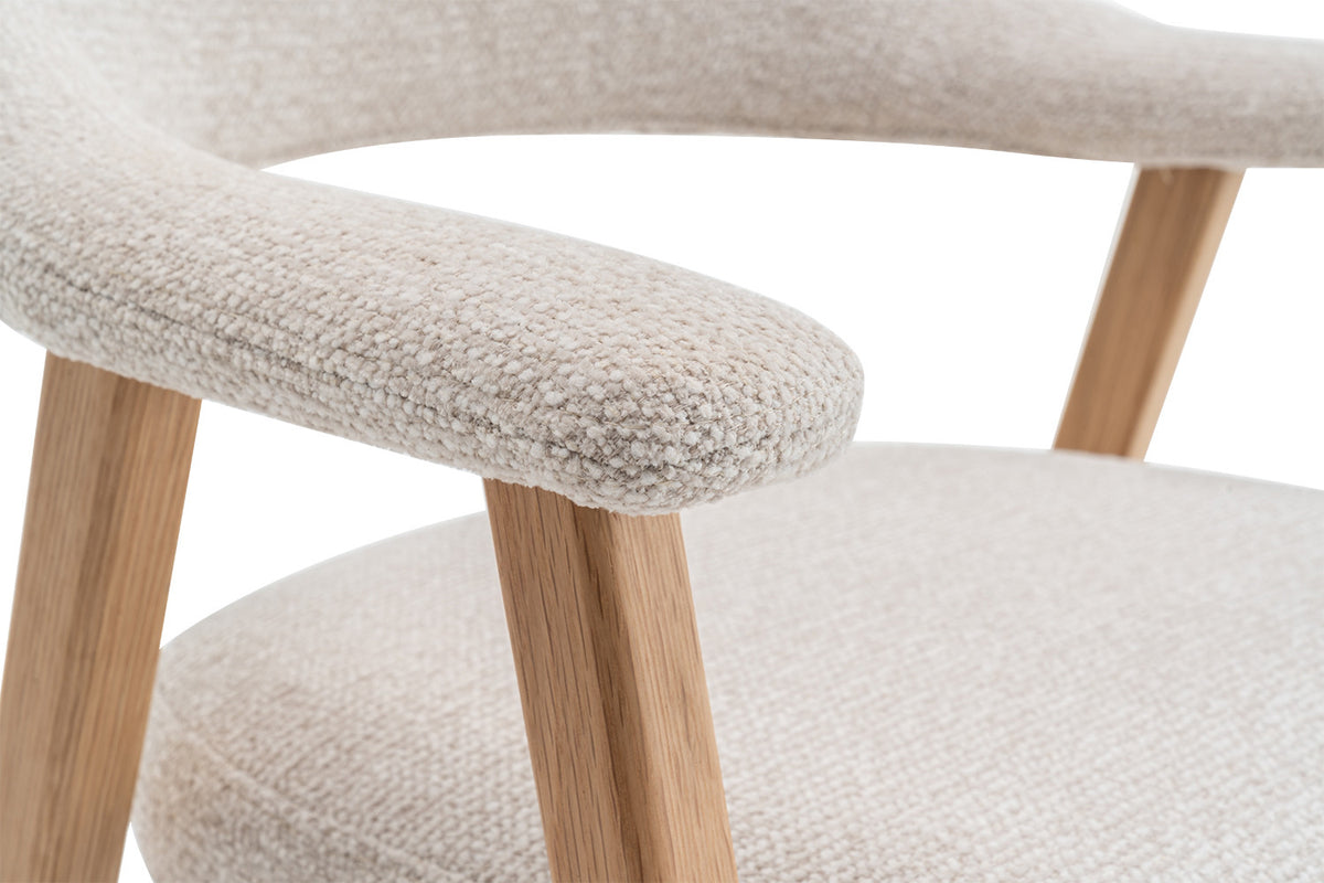 NEW - Stoel 'Coralie' Massieve Eik Stof Ote Milan 103 Beige (2/doos) - foto 13
