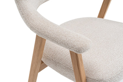 NEW - Stoel 'Coralie' Massieve Eik Stof Ote Milan 103 Beige (2/doos) - foto 14