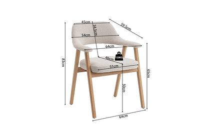NEW - Stoel 'Coralie' Massieve Eik Stof Ote Milan 103 Beige (2/doos) - foto 16