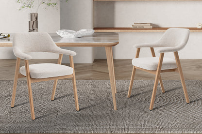 NEW - Stoel 'Coralie' Massieve Eik Stof Ote Milan 103 Beige (2/doos)