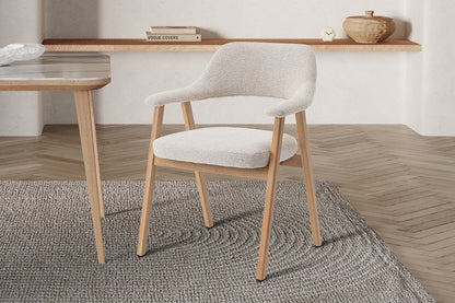 NEW - Stoel 'Coralie' Massieve Eik Stof Ote Milan 103 Beige (2/doos) - foto 2