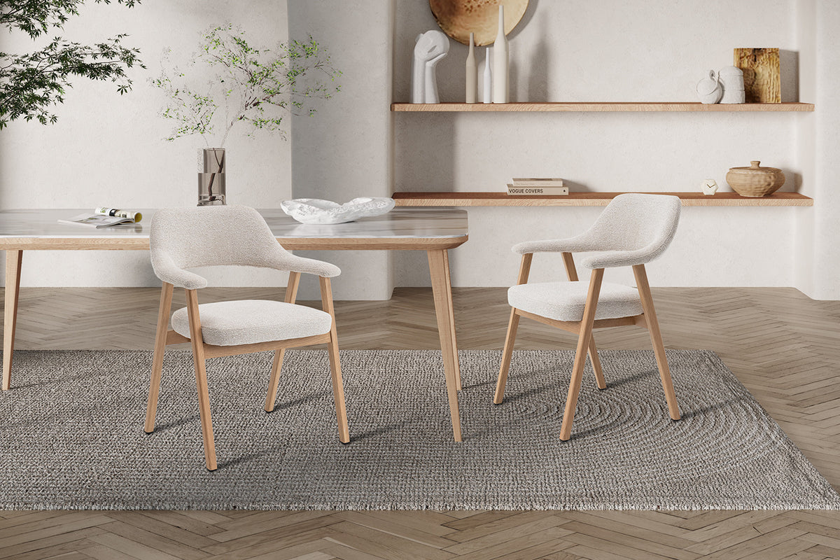 NEW - Stoel 'Coralie' Massieve Eik Stof Ote Milan 103 Beige (2/doos) - foto 3