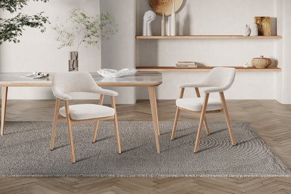 NEW - Stoel 'Coralie' Massieve Eik Stof Ote Milan 103 Beige (2/doos) - foto 3