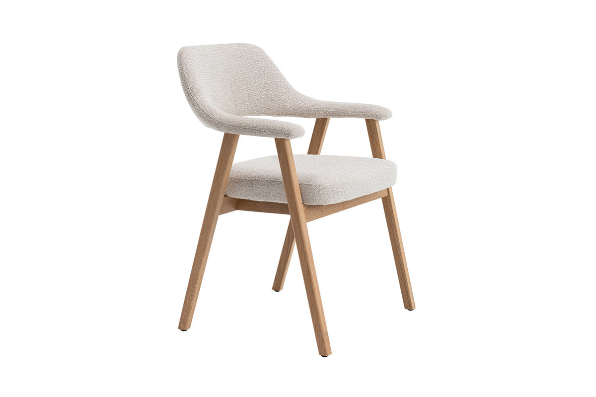 NEW - Stoel 'Coralie' Massieve Eik Stof Ote Milan 103 Beige (2/doos) - foto 6