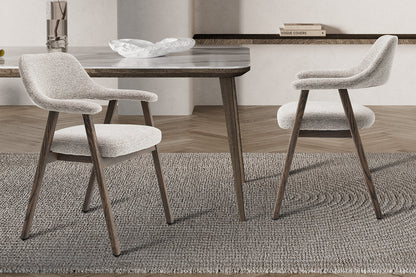 NEW - Stoel 'Coralie' Gerookte Massieve Eik Stof Ote Milan 130 Zand (2/doos)