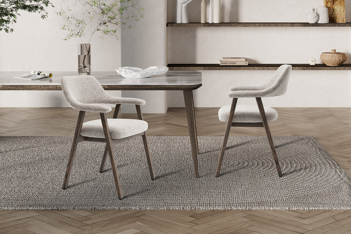 NEW - Stoel 'Coralie' Gerookte Massieve Eik Stof Ote Milan 130 Zand (2/doos) - foto 3